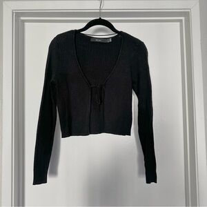 vero moda black front tie cropped cardigan